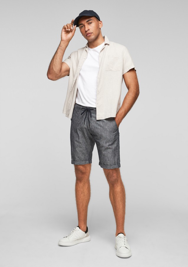 Men Bermuda Shorts | Slim Fit: Linen blend trousers - QV48055