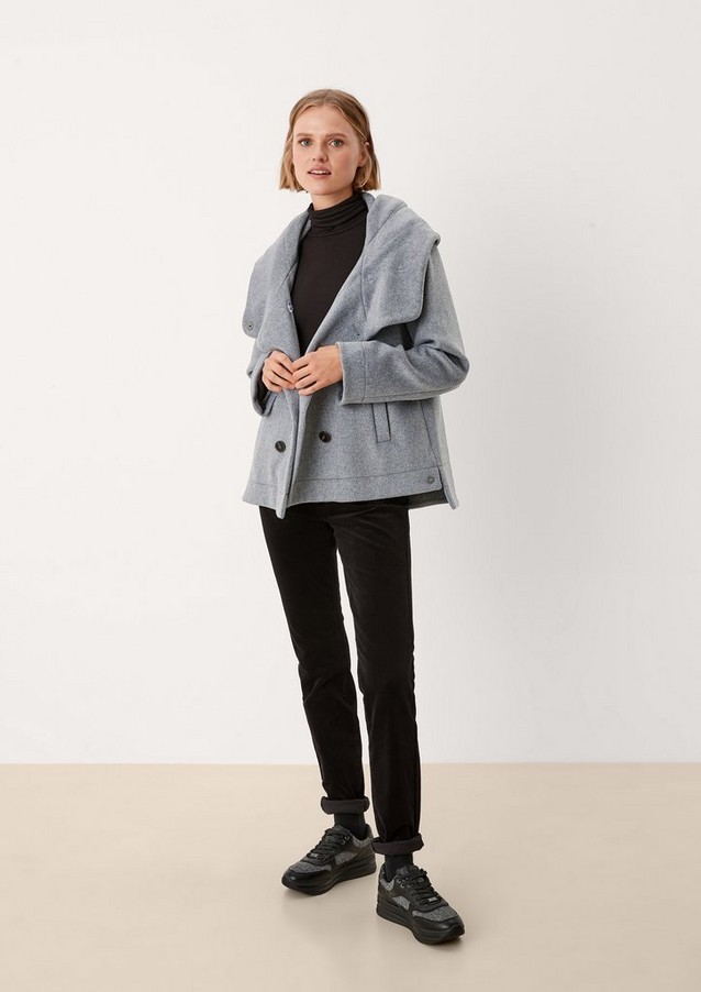 Women Jackets | Wool blend jacket with a turn-down collar - LF30417