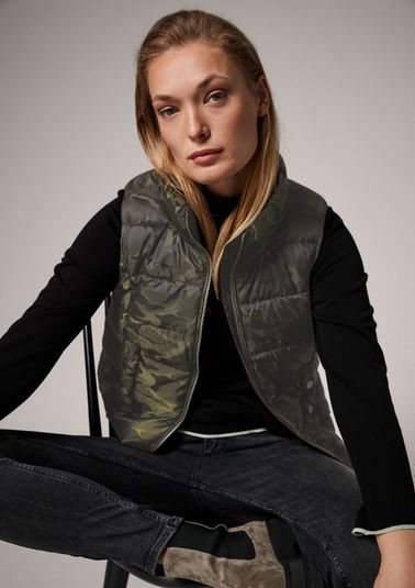 Padded bodywarmer with camouflage pattern from comma