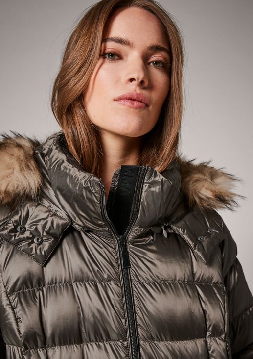 Down coat with woven faux fur from comma