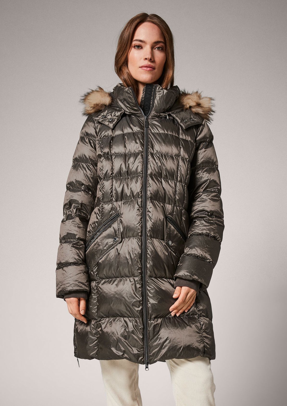 Down coat with woven faux fur from comma