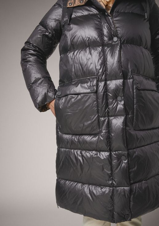 Shiny puffer coat with hood from comma