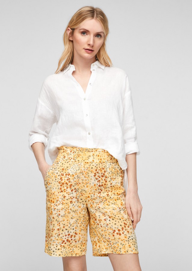 Femmes Pantalons | Regular : short en lin à imprimé - ZZ21784