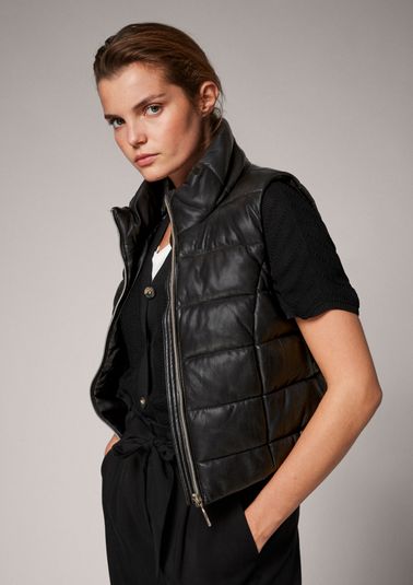 Faux leather puffer body warmer from comma