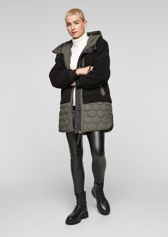 Women Coats | Mixed material coat with a hood - MR78313