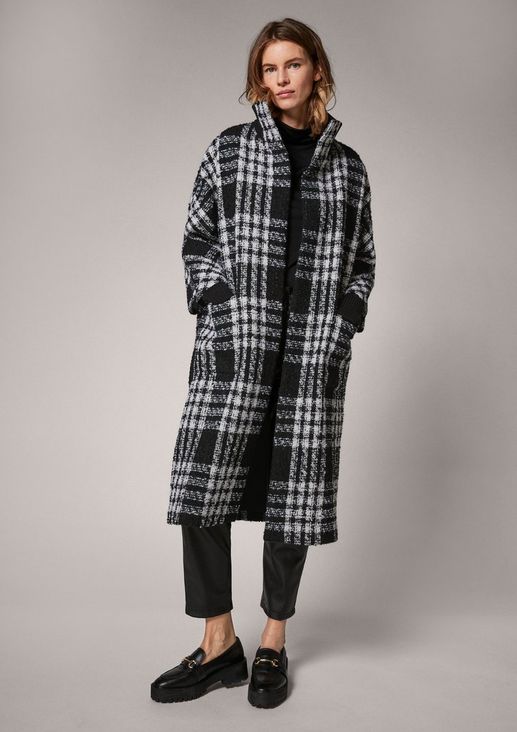 Bouclé coat with a check pattern from comma