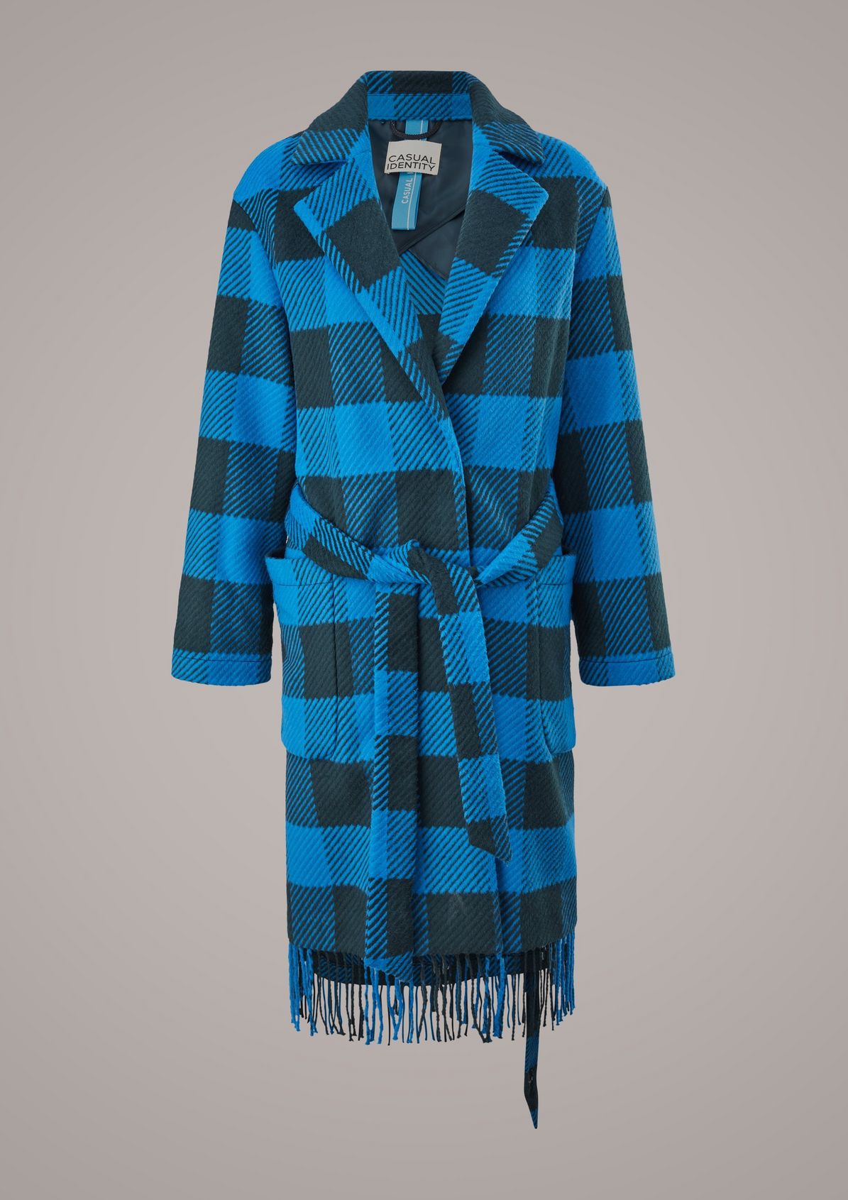 Wool blend coat with fringing from comma