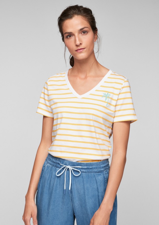 Damen Shirts & Tops | Streifenshirt mit Stickerei - KX88016