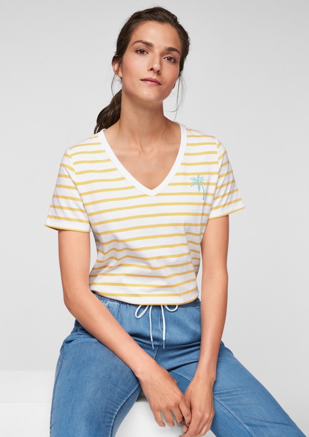 Damen Shirts & Tops | Streifenshirt mit Stickerei - KX88016