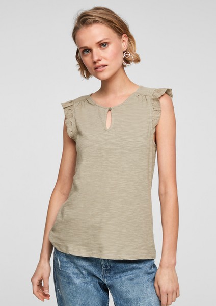 Damen Shirts & Tops | Baumwollshirt mit Volantärmeln - ZO53684