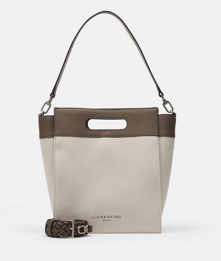 Canvas tote bag with smooth leather from liebeskind
