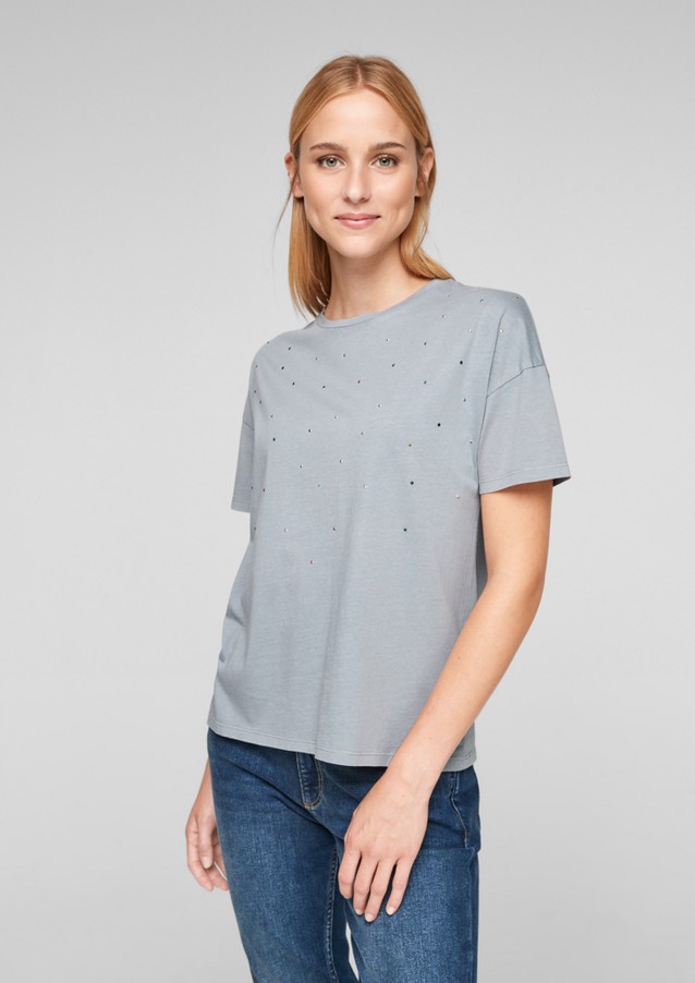 Femmes Shirts & tops | T-shirt en jersey à pierres fantaisie - OD99541