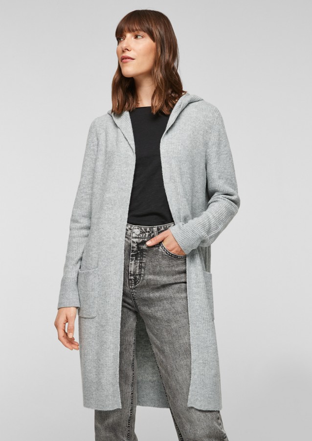 s.Oliver Knitted Coat light grey-black abstract pattern casual look Fashion Knitted Coats Knitwear 