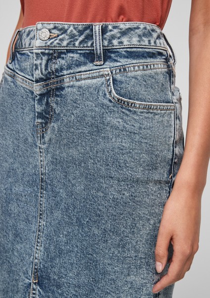 Femmes Jupes | Jupe en jean taille haute, fendue - DT58604