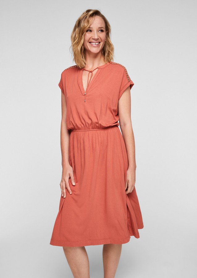Damen Kleider | Materialmix-Kleid mit Bindeband - DZ12300