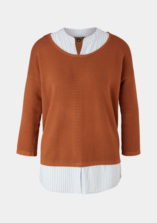 Textured jumper with a blouse insert from comma