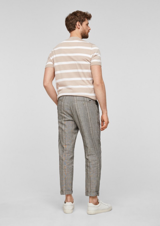Men Trousers | Relaxed Fit: check linen blend trousers - RC30054
