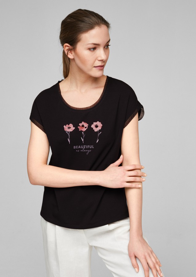 Damen Shirts & Tops | Jerseyshirt mit Chiffondetails - PN48873