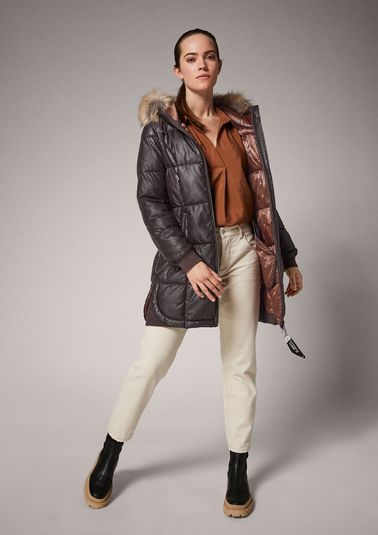 Quilted coat in faux leather from comma
