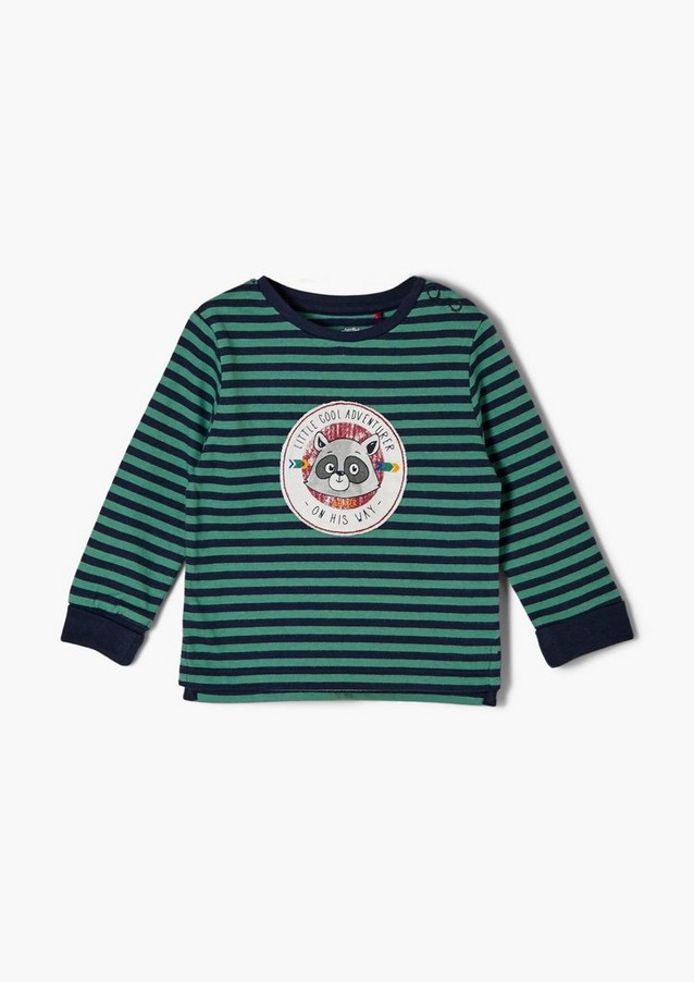 Junior Boys (sizes 50-92) | Striped top with a raccoon appliqué - JM15655