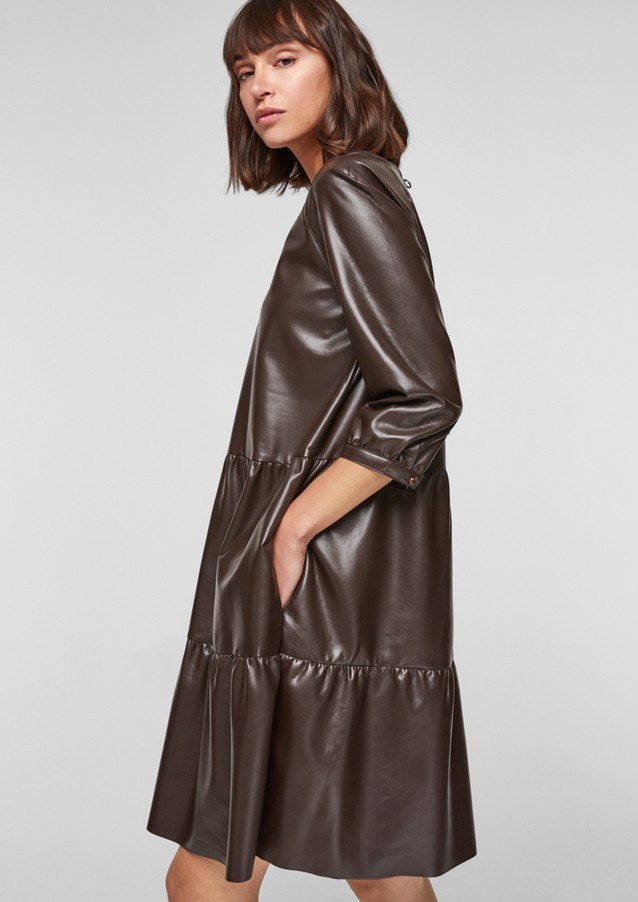Women Dresses | Faux leather flounce dress - UR17352