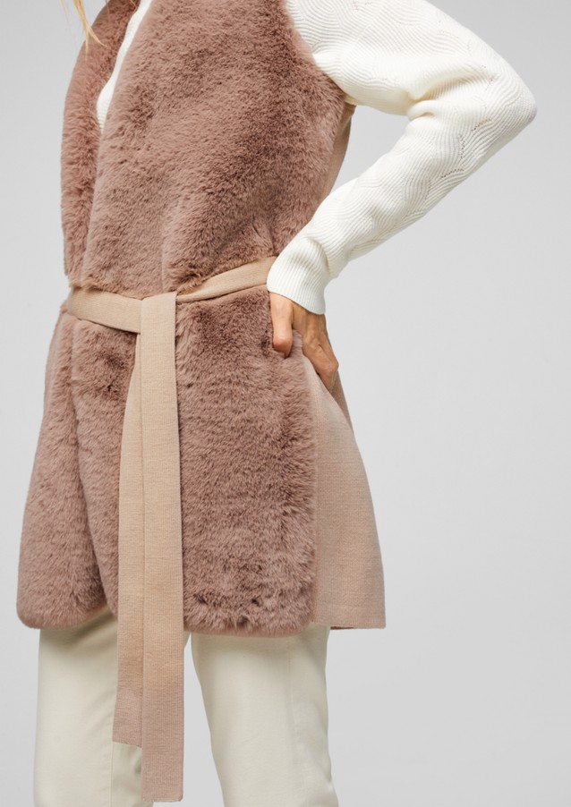 Women Jackets | Soft body warmer with faux fur - IB93299