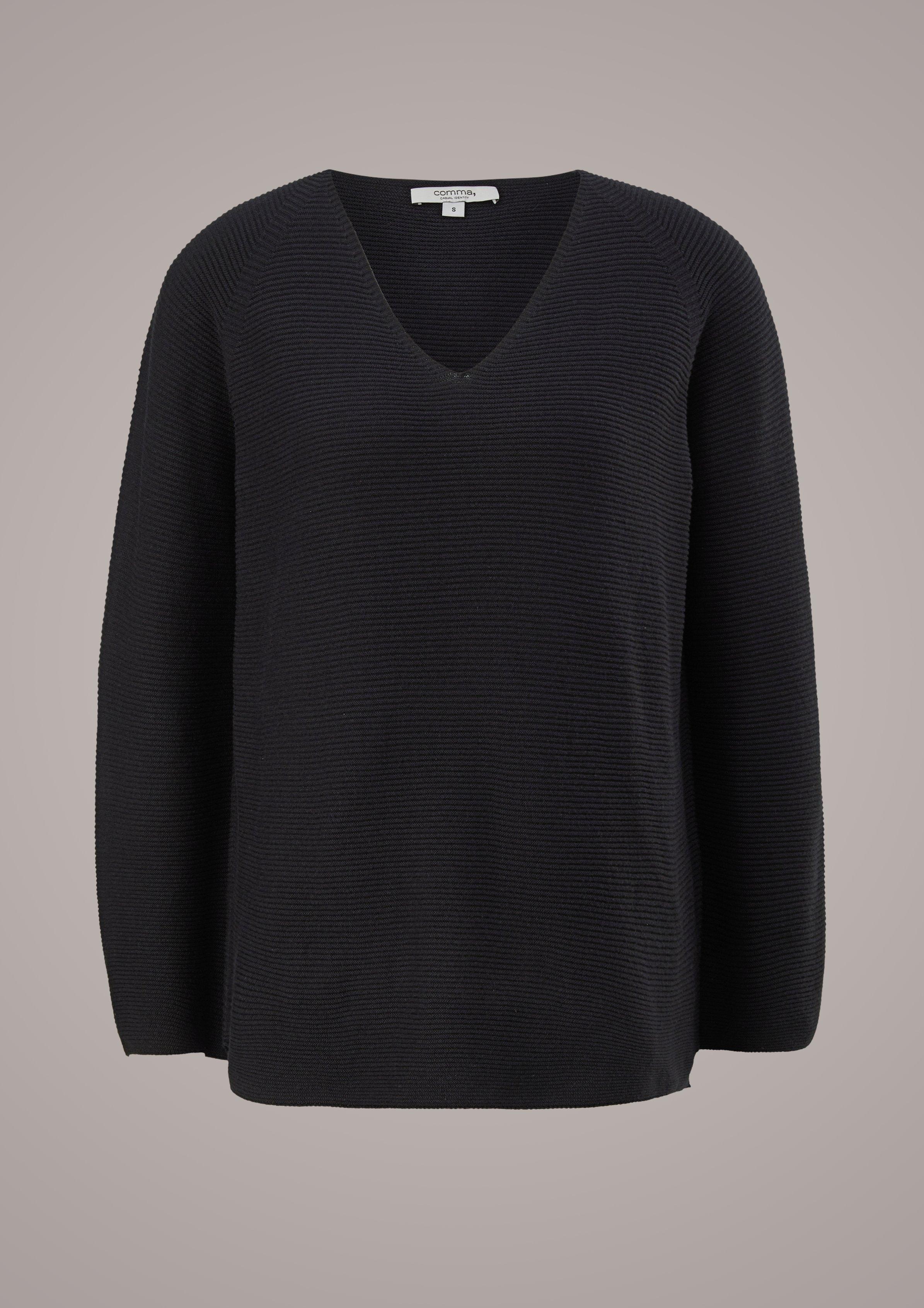 V-Neck-Pulli mit Struktur 