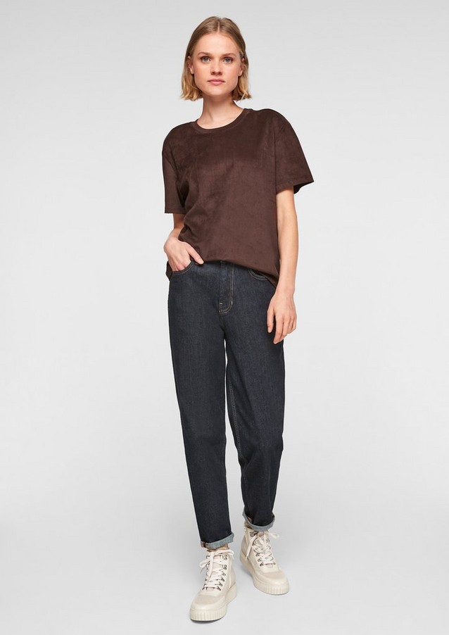 Damen Shirts & Tops | T-Shirt im Velours-Look - EE18008