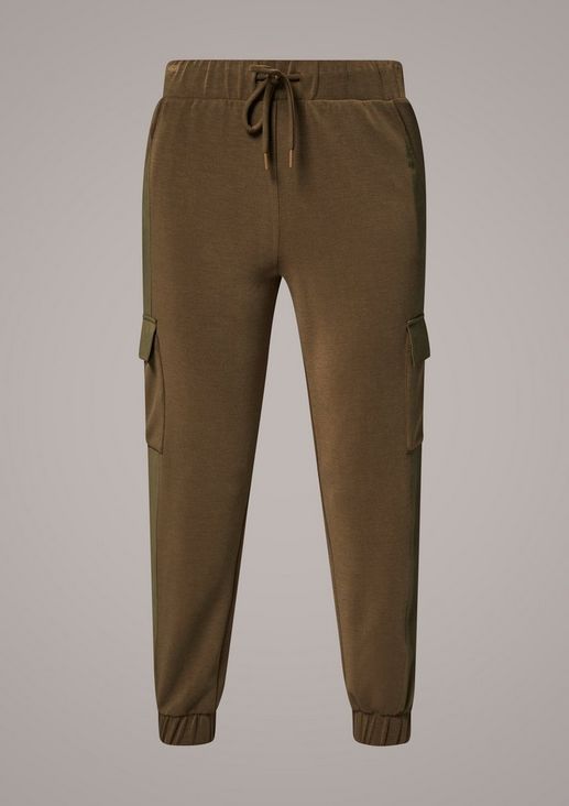 Jersey trousers with woven details from comma