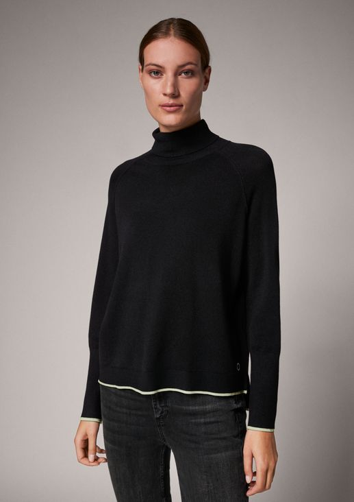 Polo neck jumper with raglan sleeves from comma