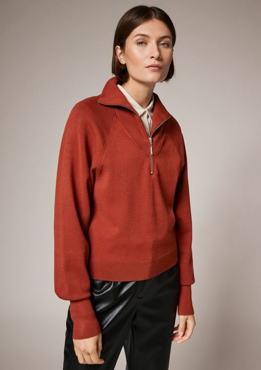 Raglan jumper with a stand-up collar from comma