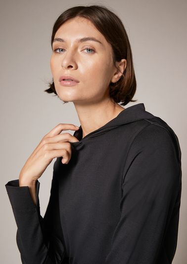 Hooded top in blended lyocell from comma