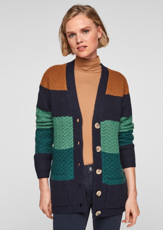 Women Cardigans | Cardigan in a patterned wool blend - AM81641
