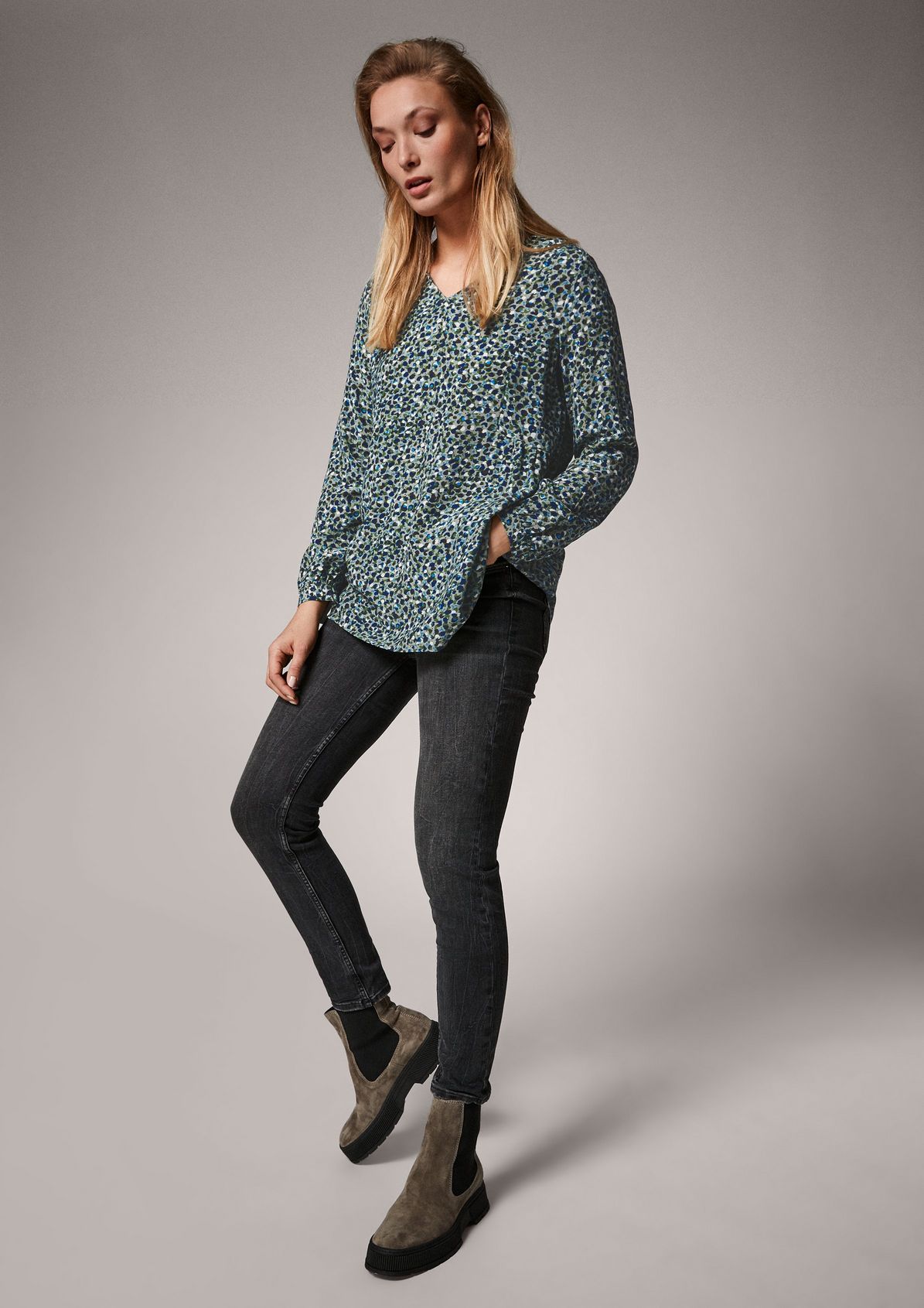 Crêpe blouse with all-over print from comma