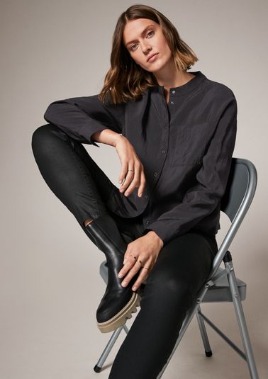 Blended modal blouse with a stand-up collar from comma