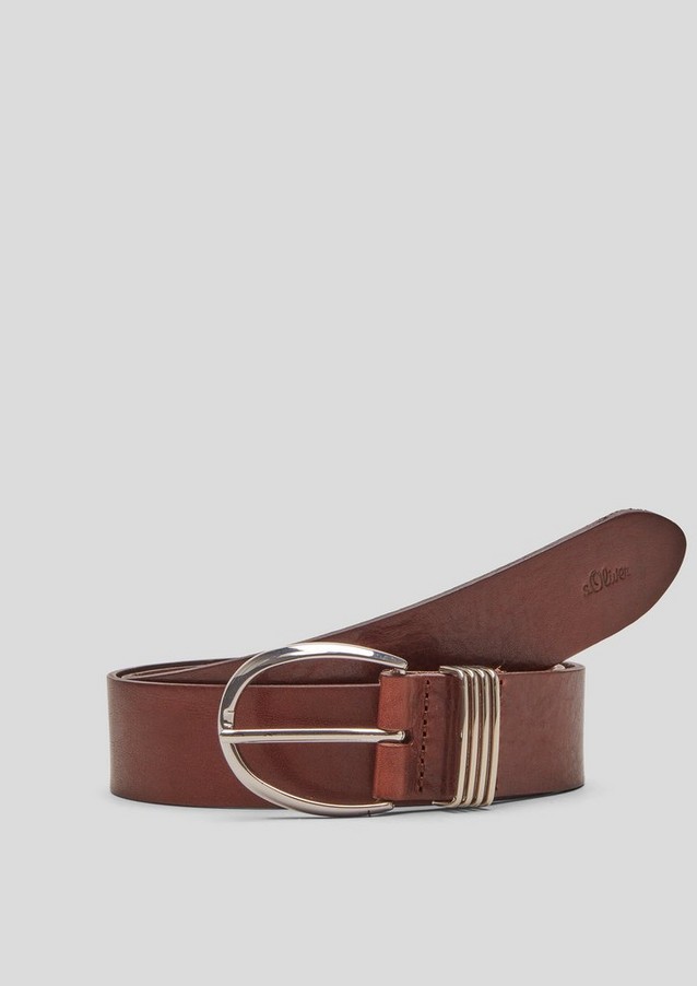 Women Belts | Leather belt with metallic rings - CV41489