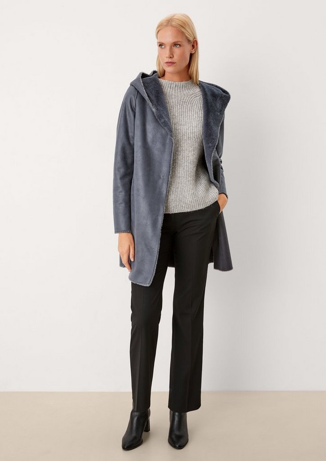 Women Coats | Reversible coat in a lamb leather look - VU58200