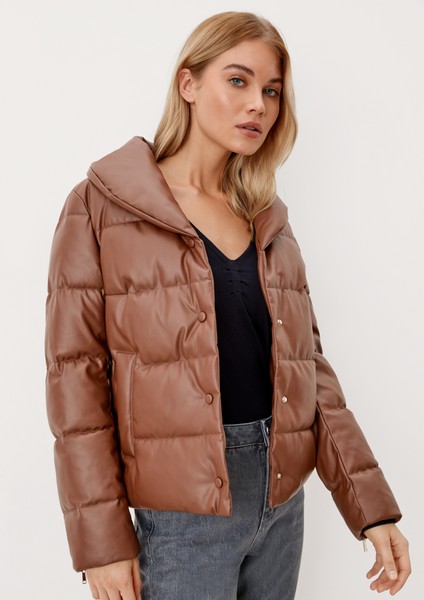 Women Jackets | Faux leather puffer jacket - OM95174