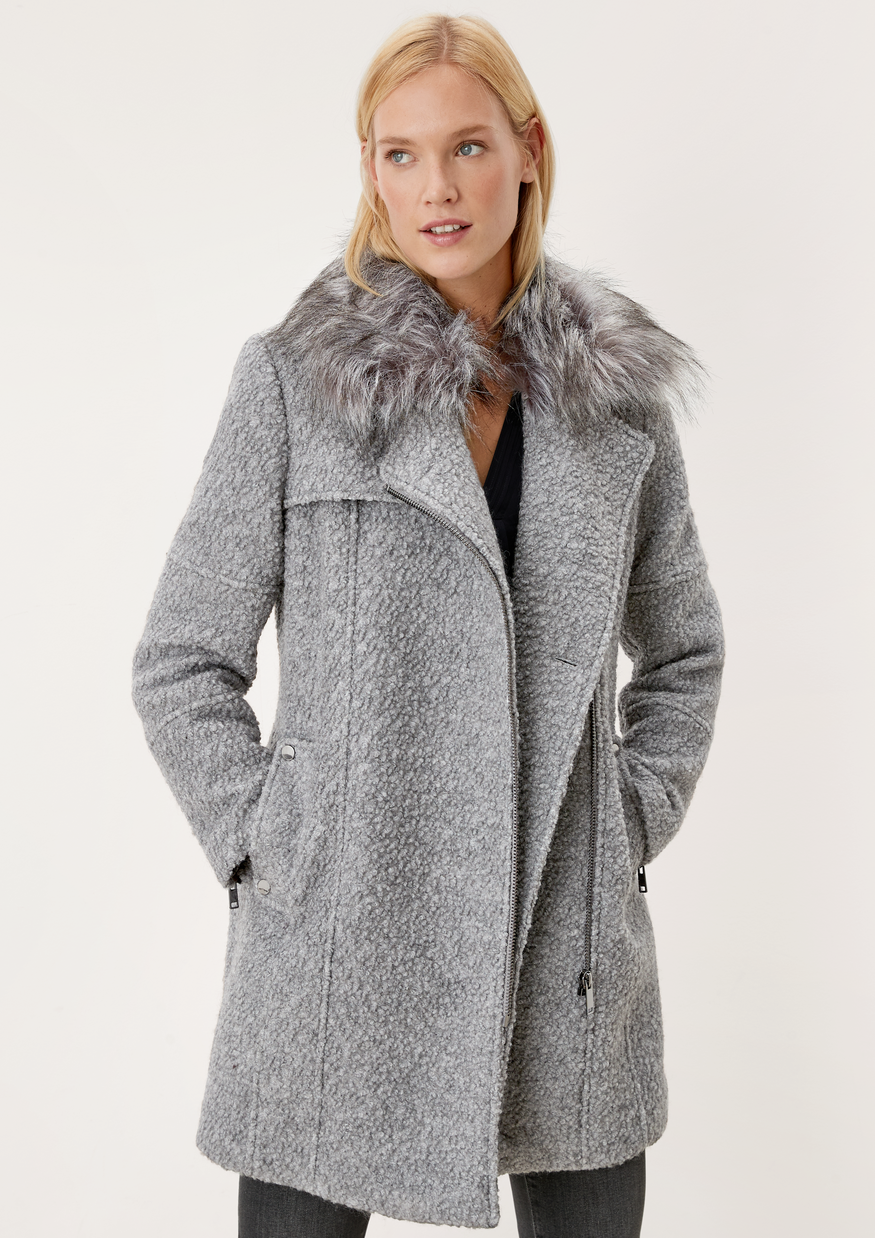 Collar S Oliver Fake Fur Mantel Coat With Detachable Teddy Plush