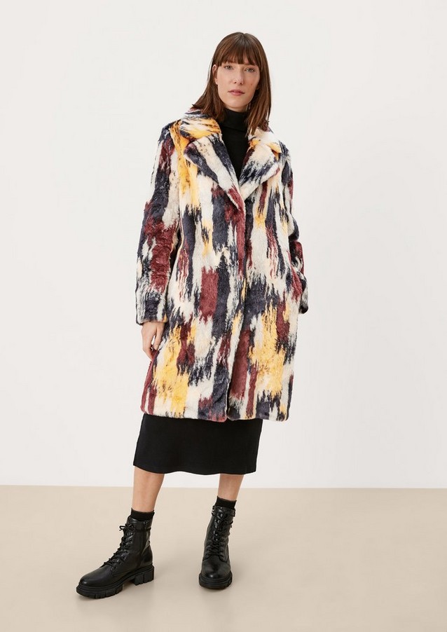 Women Coats | Colourful faux fur coat - MF05682