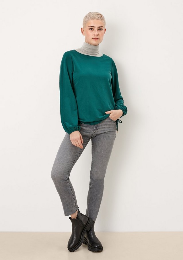 Damen Shirts & Tops | Longsleeve mit Piqué-Struktur - KE04503