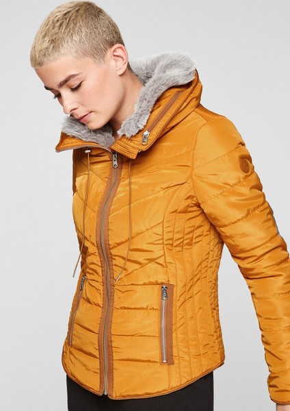 Women Jackets | Quilted jacket with a faux fur collar - PW40180