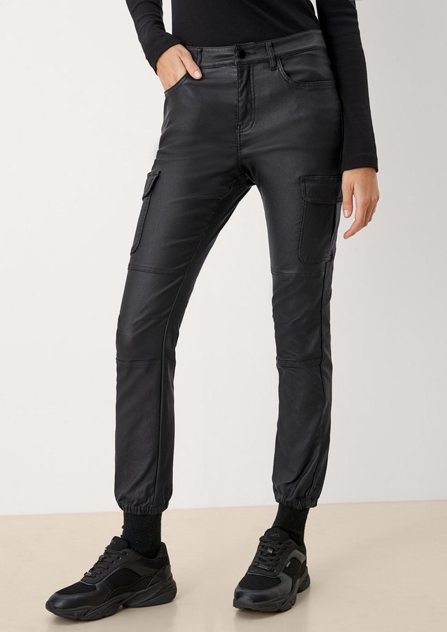 Women Trousers | Regular: faux leather cargo trousers - HP00620