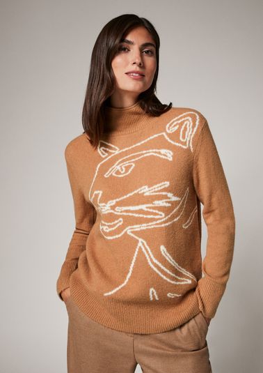 Pullover mit Intarsia-Löwen 