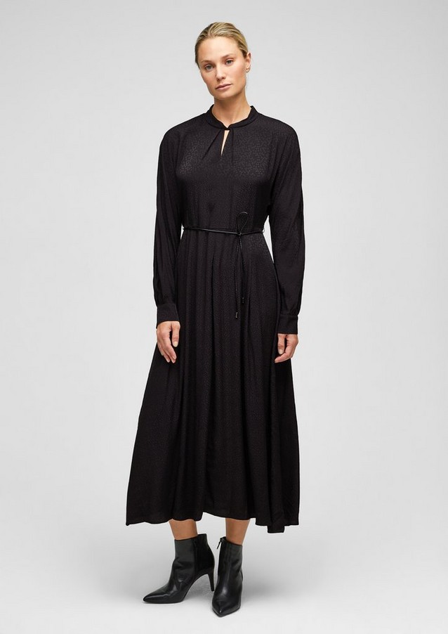 Damen Kleider | Stehkragenkleid mit Bindegürtel - NI90251