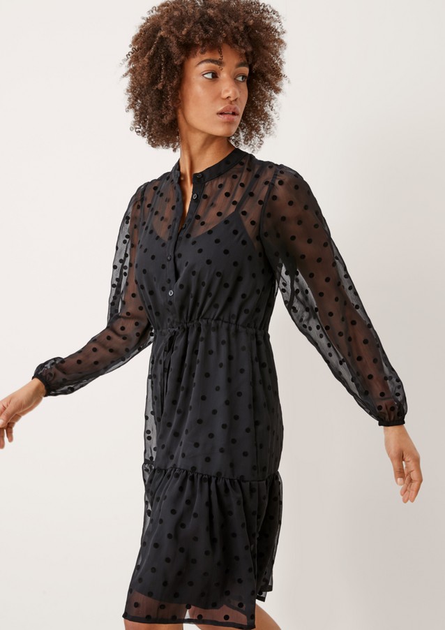 Women Dresses | Chiffon dress with a flock print - UZ36219