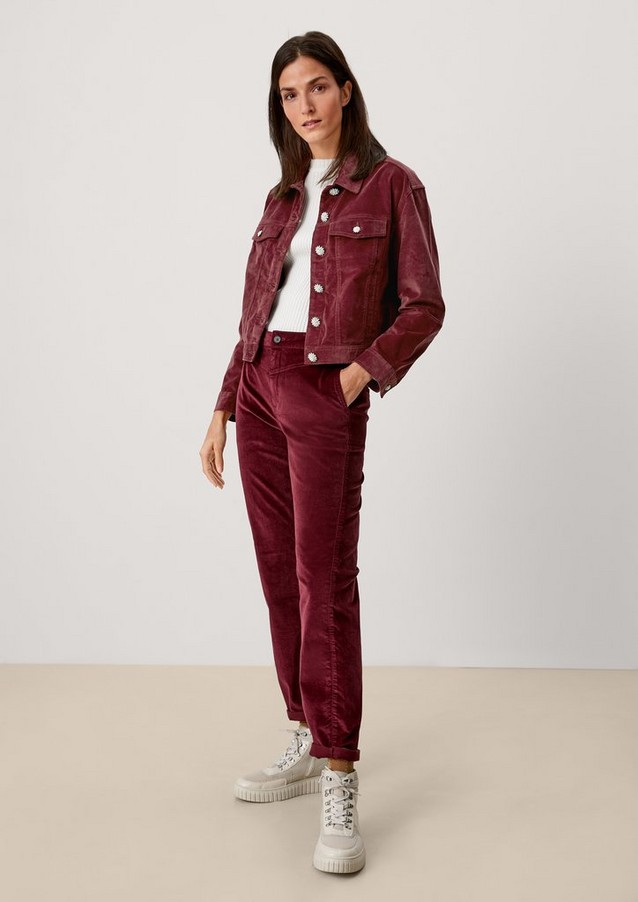 Women Jackets | Velvet jacket with rhinestone buttons - QN28379