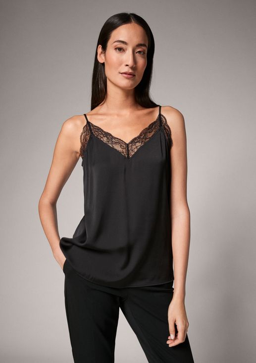 Blouse top with lace from comma