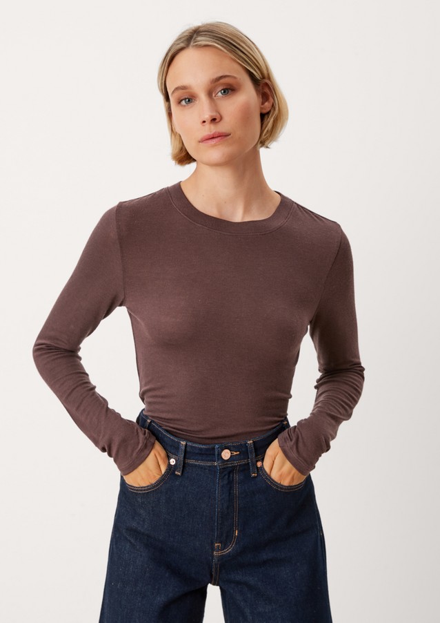 Femmes Shirts & tops | T-shirt à manches longues en viscose mélangée - ZJ18595