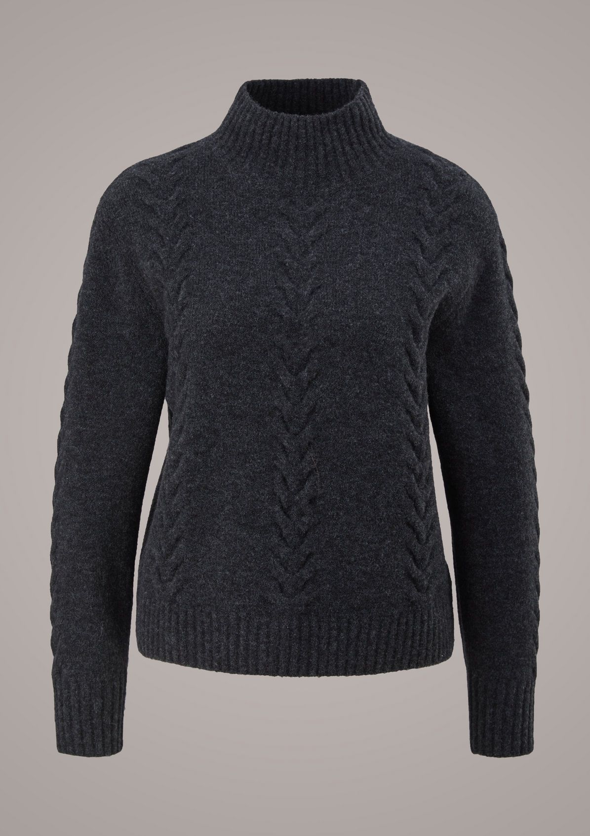 Wool blend jumper with a cable knit pattern from comma